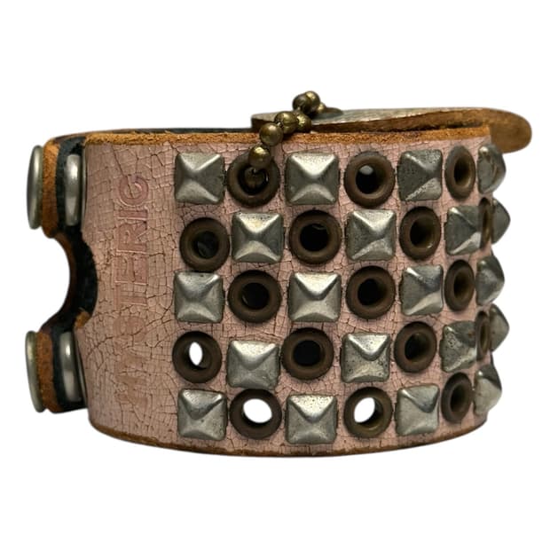 히스테릭 글래머 아카이브 핑크 스터드 가죽 팔찌