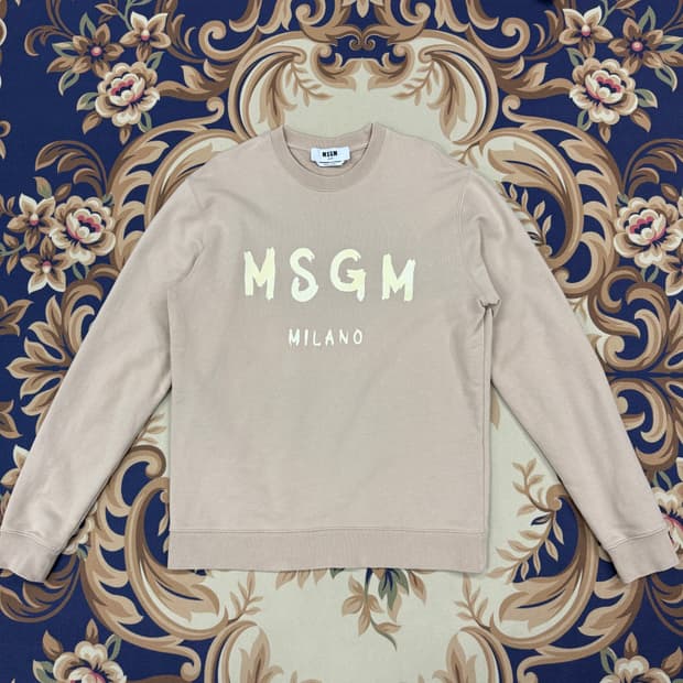 (L)MSGM 브러시드 로고 맨투맨(베이지)