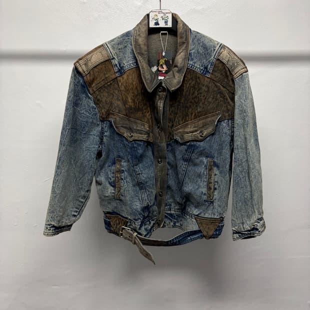 빈티지 데님 레더 자켓