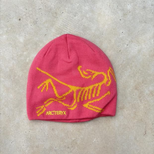 아크테릭스 로고 니트 비니 핑크/옐로우