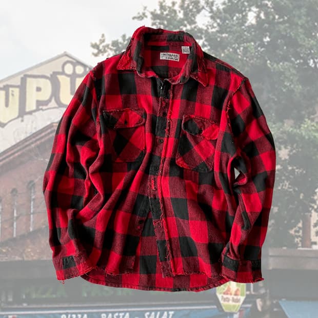 60s 빈티지 Bud Berma 디스트로이드 플란넬 셔츠