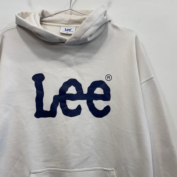Lee 빅 나염로고 크림 오버핏 후드티