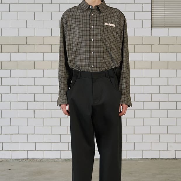 [L] STU 24FW 레터링 체크 셔츠 브라운 STU OFFICE