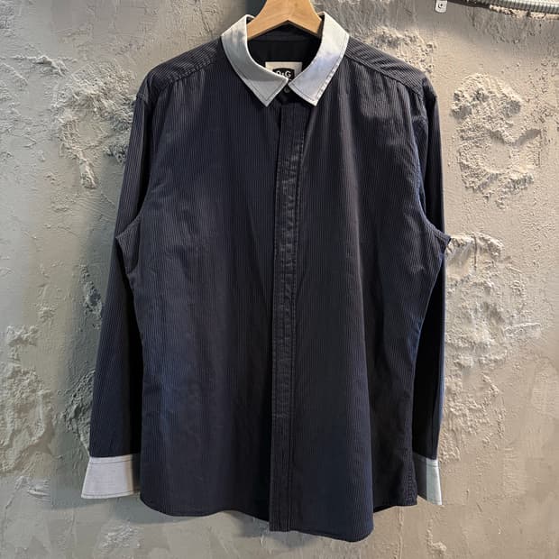 54 돌체앤가바나 D&G 스트라이프 배색 카라 셔츠 차콜