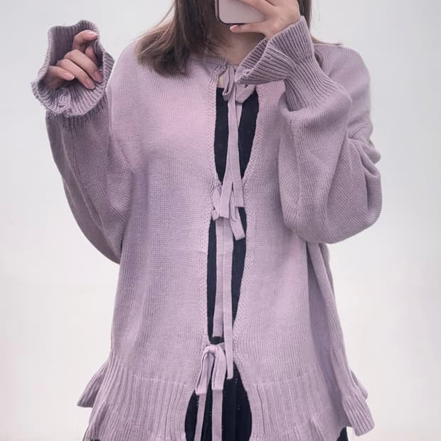 프릴 리본 가디건