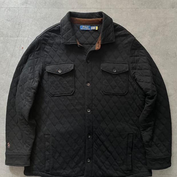 Polo 폴로 랄프로렌 QR라벨 블랙 퀼팅 셔츠 자켓