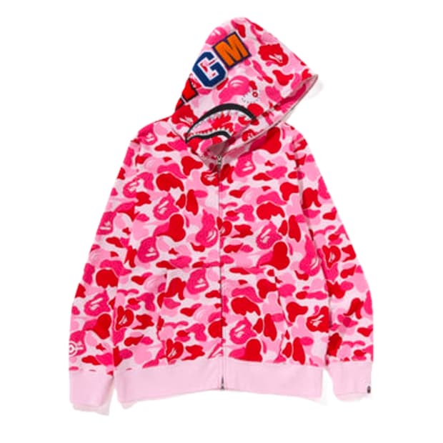 구매)입질연) 베이프 ABC 카모 크리스탈 스톤 샤크 풀 집 후드 핑크