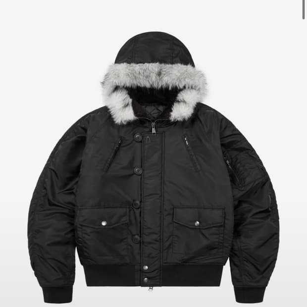 아캄 Hooded Fur MA-1 Jacket (Black) 사이즈 1