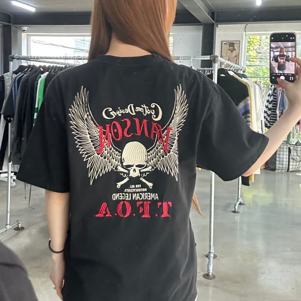 벤슨 x T.F.O.A 스컬 윙 레이어드 반팔티