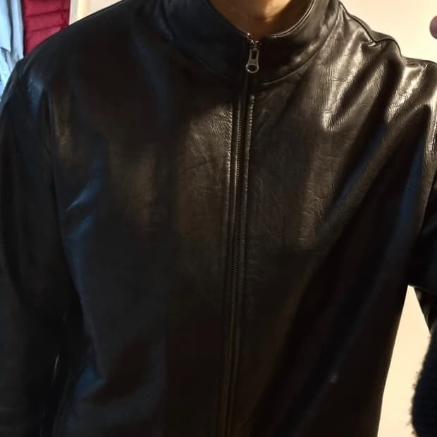 올드갭 하이넥 지퍼 레더자켓