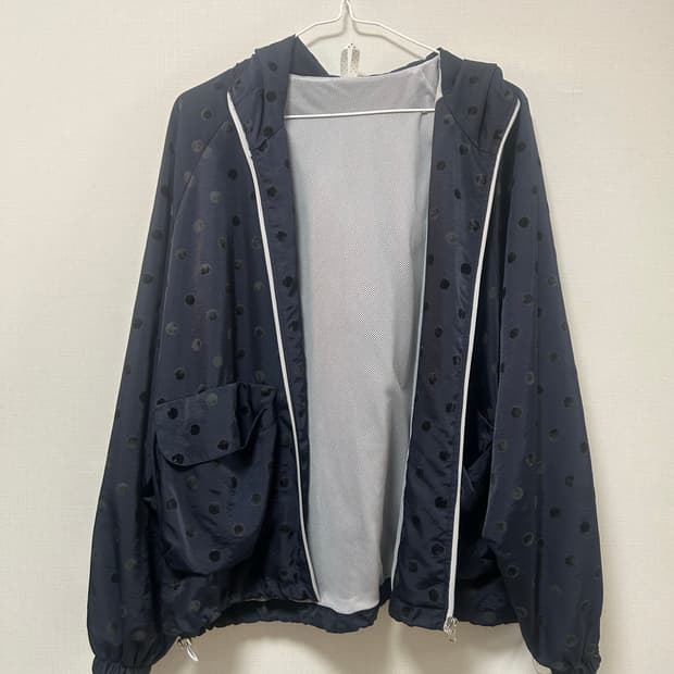 (설명참고) 도트 바람막이 네이비