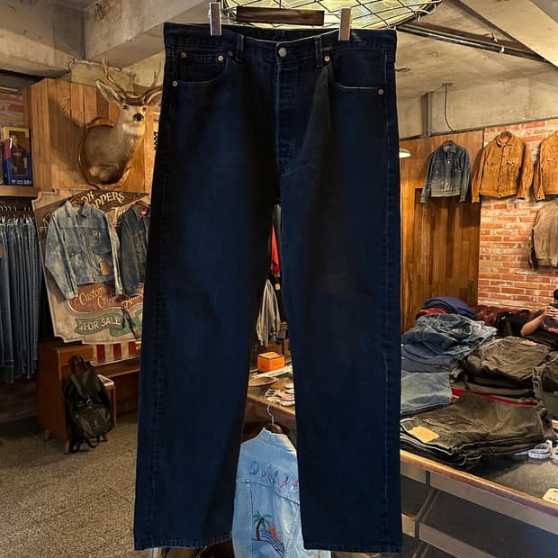 90s USA 빈티지 리바이스 501 0660 블랙진 흑청 데님 팬츠