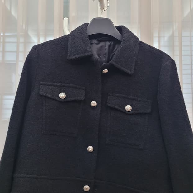 앤아더스토리즈 부클 트위드 자켓 블랙, 38사이즈