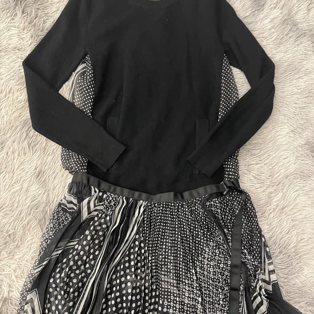 Sacai 사카이 블랙 니트 롱 원피스