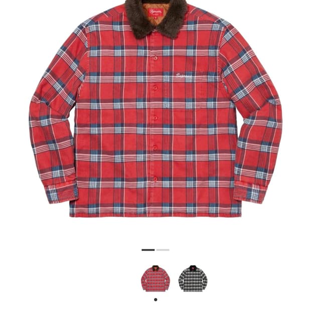 슈프림 포우 퍼 칼라 플란넬 셔츠 레드 