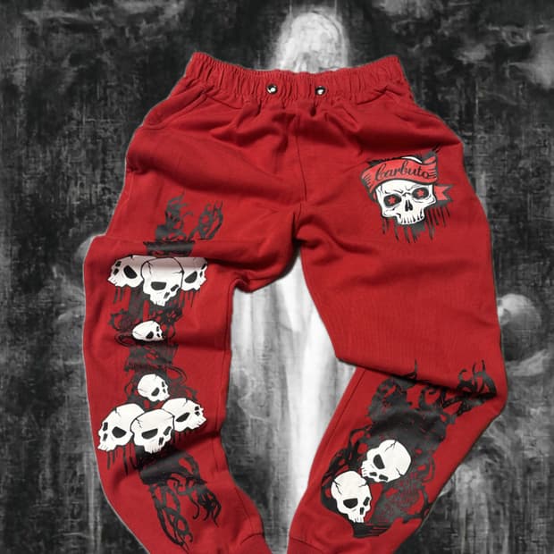 펑크 해골 레터링 조거팬츠