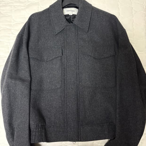 토니웩 메리노울 체스트포켓 블루종 그레이 L