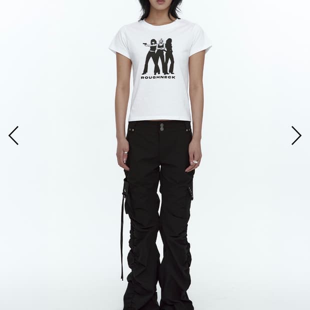 Shirring Cargo Pants Black