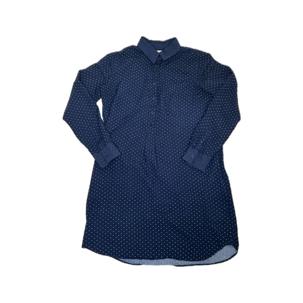 갭 도트 셔츠 미니 원피스 네이비