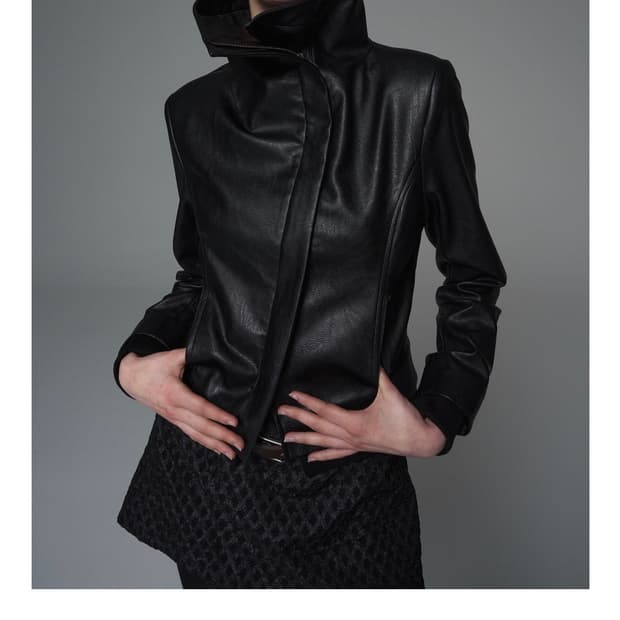 settleformoon Diagonal leather jacket