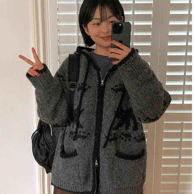 바온 빌포르 노르딕 후드 울니트 집업가디건 차콜 구해요