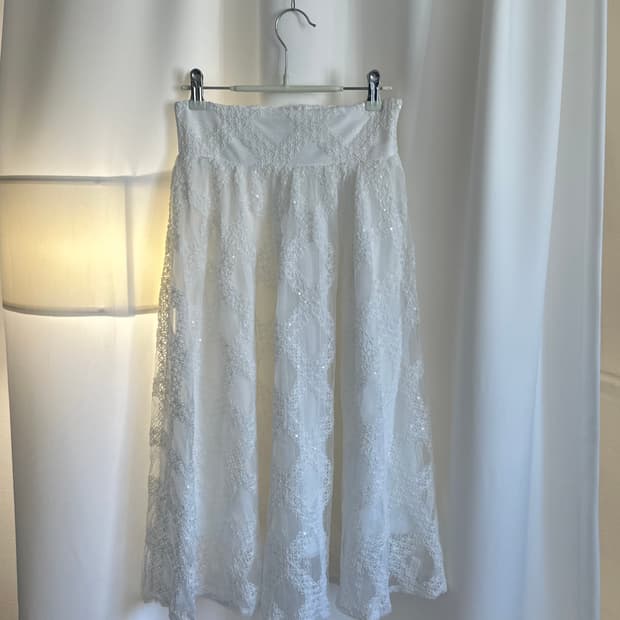 [TOCCO] white lace up skirt