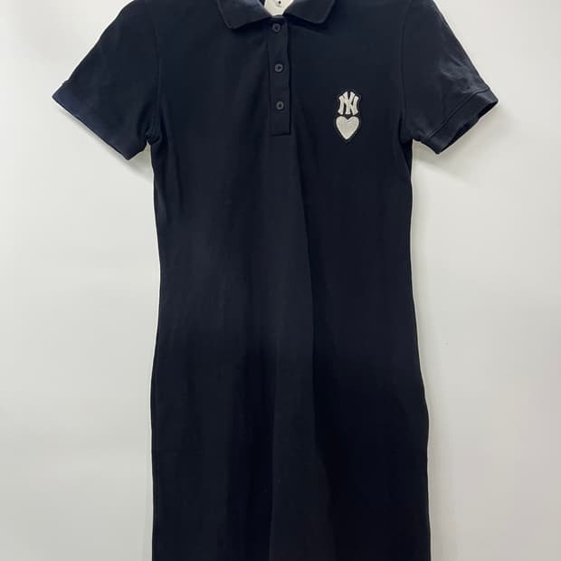 MLB 엠엘비 뉴욕양키스 여성 하트 피케 반팔 원피스 블랙 S사이즈