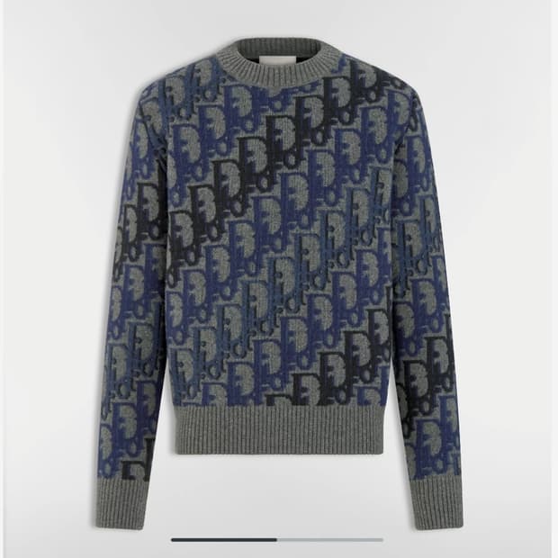 디올 오블리크 블루종 니트 스웨터 그레이 L