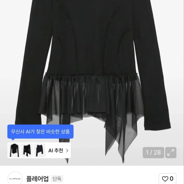 플레어업 레이어드 레이스 프릴 롱슬리브 블랙