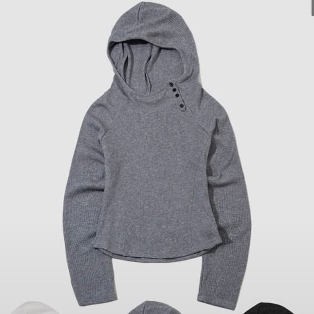 플레이스스튜디오 골지 세미크롭 후드