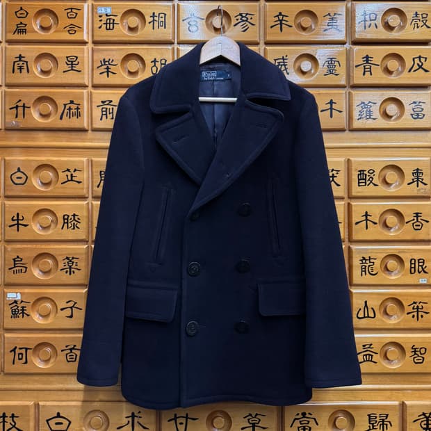 랄프로렌 폴로 네이비 멜튼울 피코트 (S)  