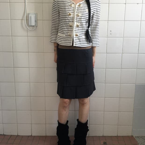 Stripe pattern double button jacket