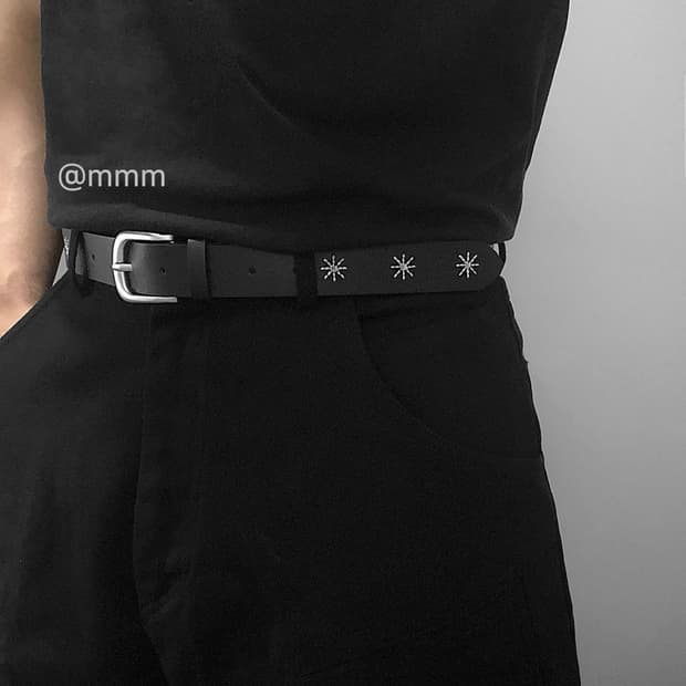 [Unisex] 플라워 자수 가죽 벨트