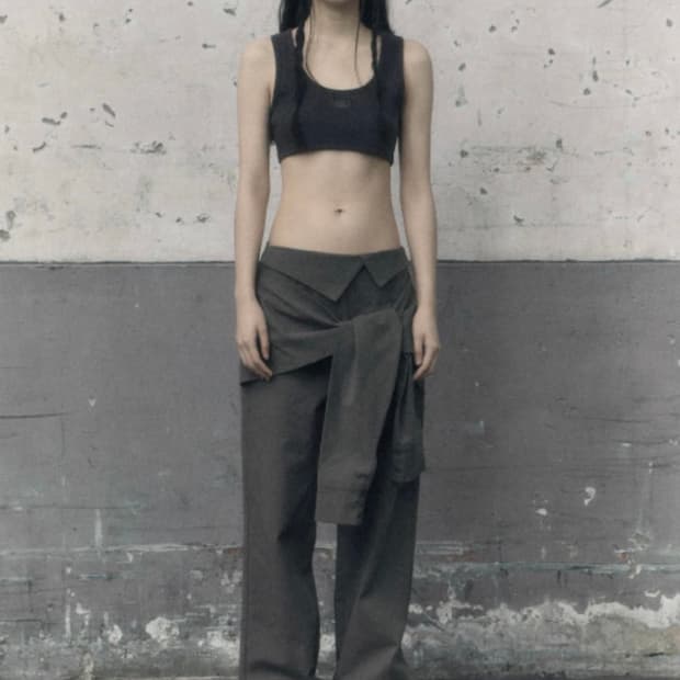 보헤미안서울 턴업 와이드 셔츠팬츠 카키그레이