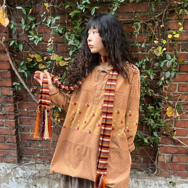 오렌지 스트라이프 머플러