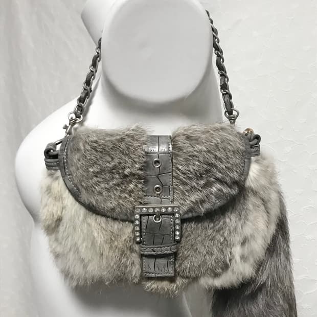 빈티지 갸루 페어리 래빗퍼 체인 숄더백 가방