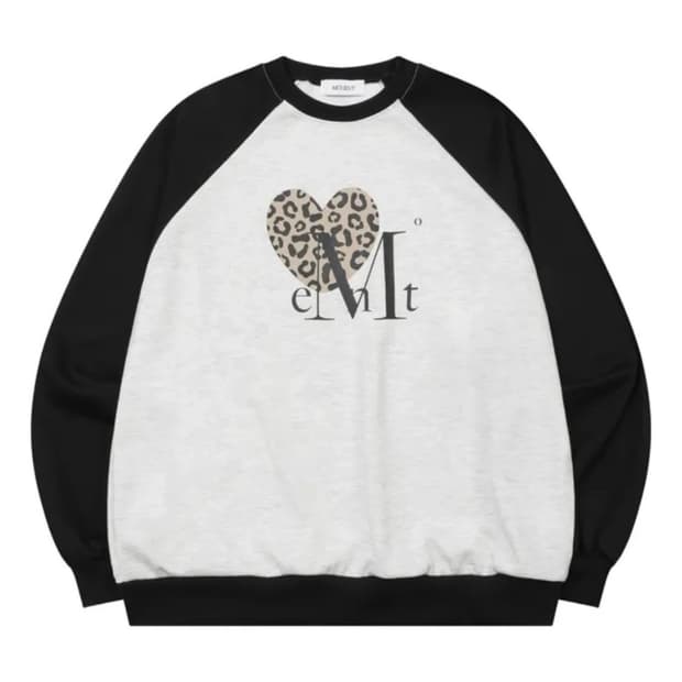 택 달린 새상품 무센트 시에라 호피 하트 나그랑 배색 롱슬리브 맨투맨