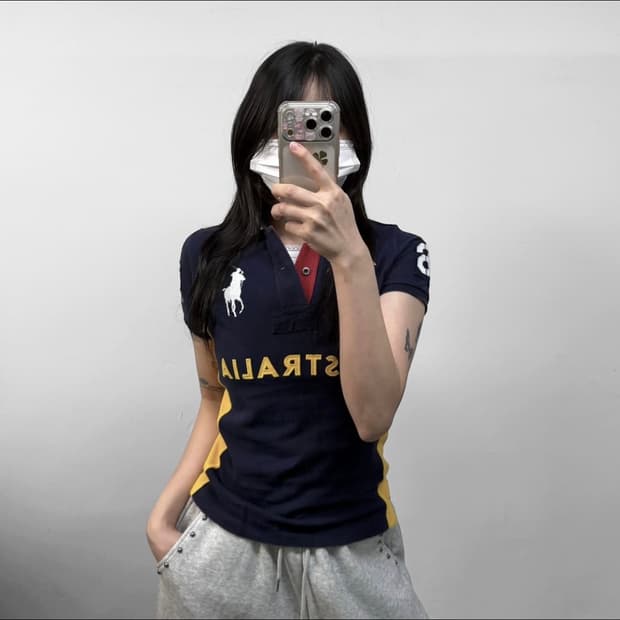 [슬림핏] 폴로 랄프로렌 빅포니 오스트레일리아 카라티 반팔 티셔츠