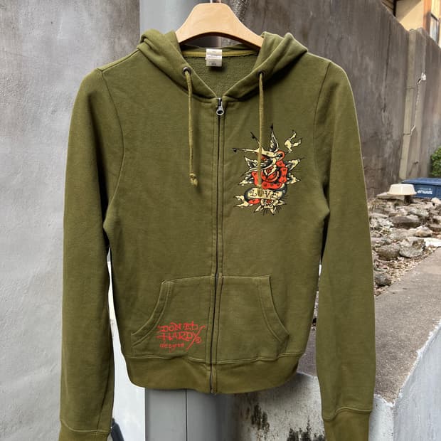 에드하디 올리브색 후드집업