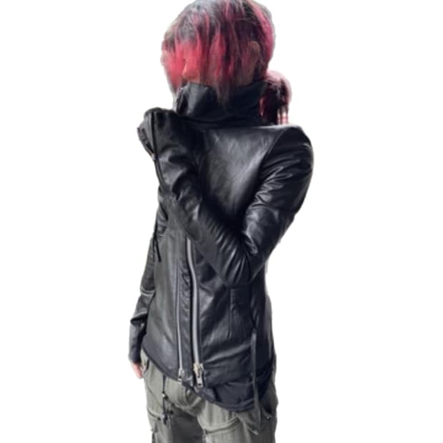 일본 빈티지 램스킨 사선 레더자켓