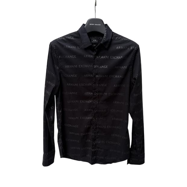 armani exchange slim fit lettering shirt