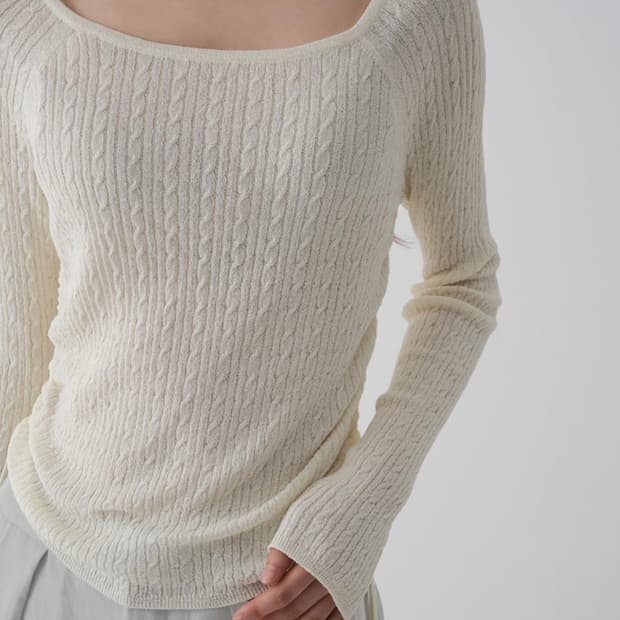 에잇세컨즈 케이블 사이드 셔링 긴소매 [아이보리-M]