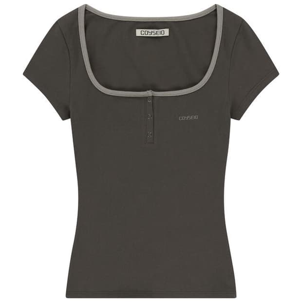 코이세이오 프롱 스냅 미니 로고 티 애쉬브라운