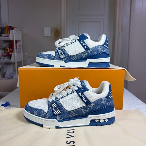 [ 5.5사이즈 ] 루이비통 LV 트레이너 모노그램 데님 블루 스니커즈