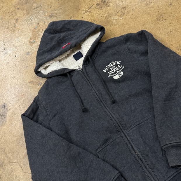 디키즈 그레이 양털 후드집업