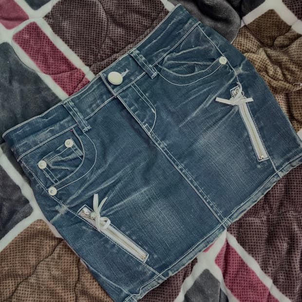 y2k 키치 리본지퍼 포인트 미니스커트