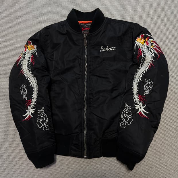 Schott 쇼트 x 앤더슨벨 용 자수 ma-1 자켓