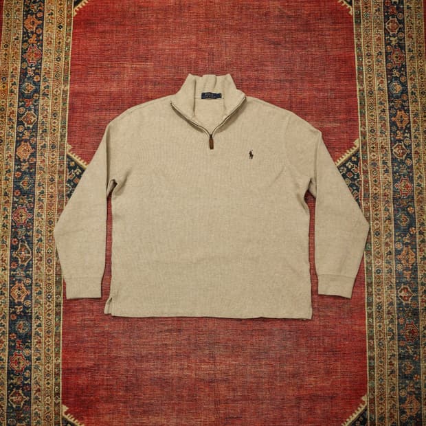 폴로 하프집업 니트 베이지 판매