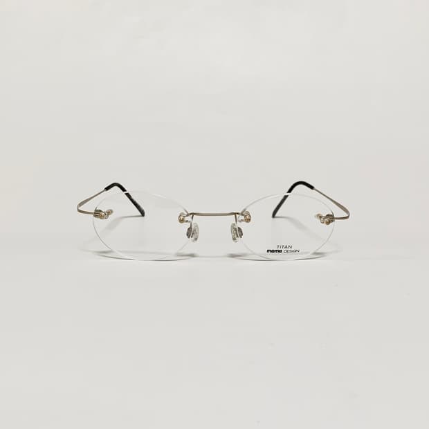 990 무테 원형 안경테 티타늄 무광 골드 라운드 빈티지 데드스탁 Y2K