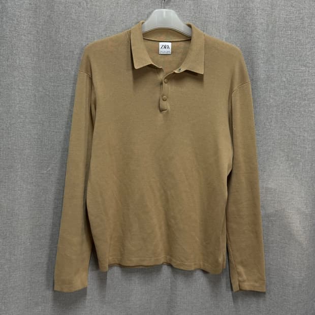 [L/105] ZARA 남성 자라 여름 코튼 긴팔 카라 니트